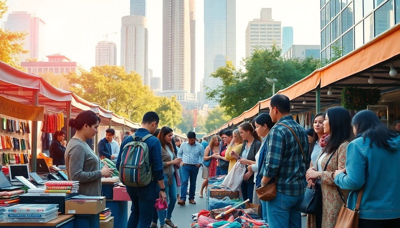 Engaging view of Jirle Marketplace for sellers & Buyers connecting in a vibrant urban environment.