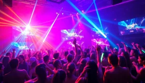 Experience the vibrant atmosphere of a rave store miami with energetic dancers and neon lights in motion.
