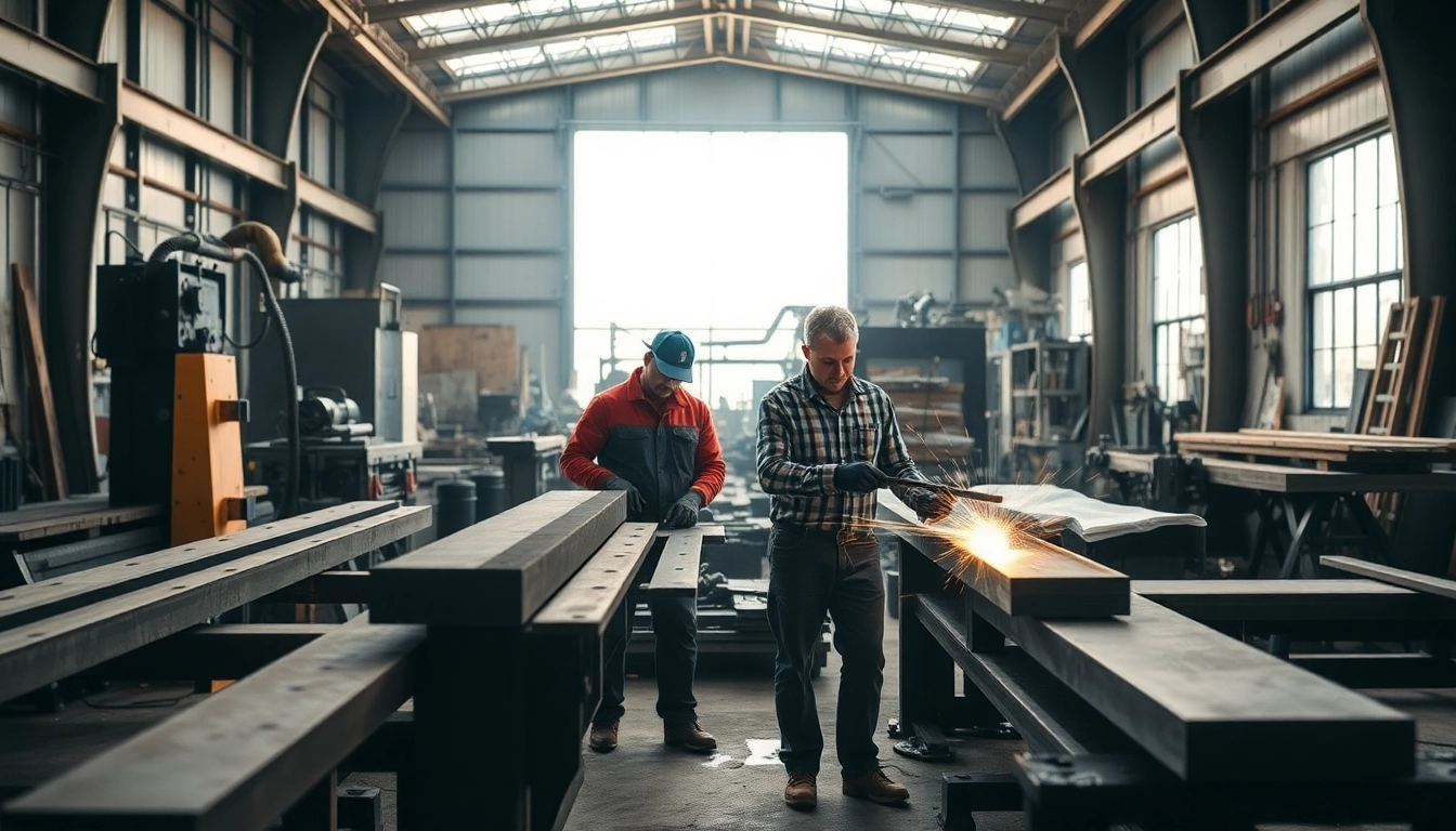 Engaged steel fabricators near me efficiently shaping metal in a bright workshop environment.