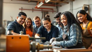 Students collaborating in trade schools oahu, engaging in practical training with tools and equipment.