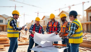 Builders collaborating on a construction site, representing the Texas association of builders.